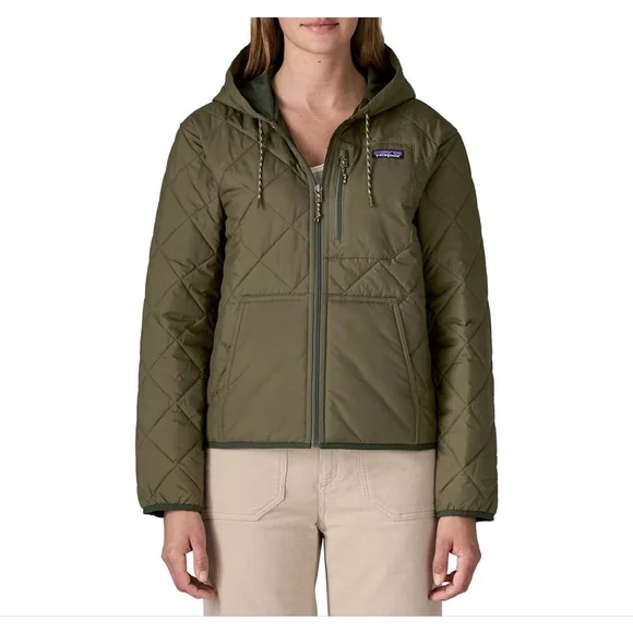 Patagonia Diamond Quilted Bomber Hoody Women's Size M NWT Basin Green - Picture 2 of 4
